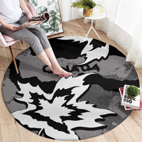 Canada Maple Leaf Round Carpet Unique Style Black Version - Wonder Print Shop