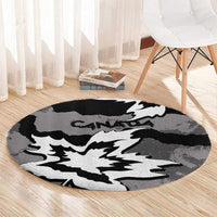 Canada Maple Leaf Round Carpet Unique Style Black Version - Wonder Print Shop