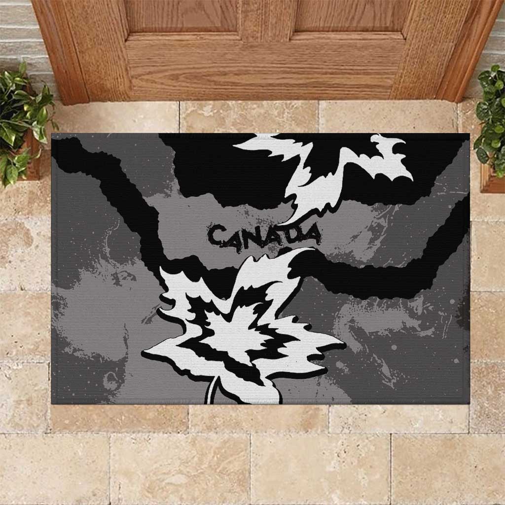 Canada Maple Leaf Rubber Doormat Unique Style Black Version - Wonder Print Shop