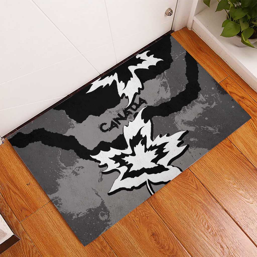 Canada Maple Leaf Rubber Doormat Unique Style Black Version - Wonder Print Shop