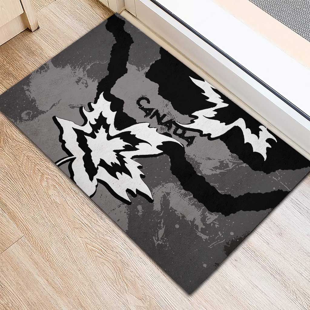 Canada Maple Leaf Rubber Doormat Unique Style Black Version - Wonder Print Shop