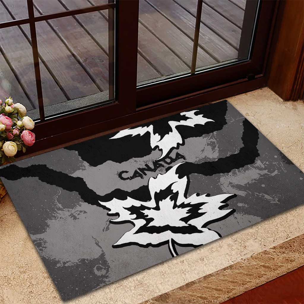 Canada Maple Leaf Rubber Doormat Unique Style Black Version - Wonder Print Shop