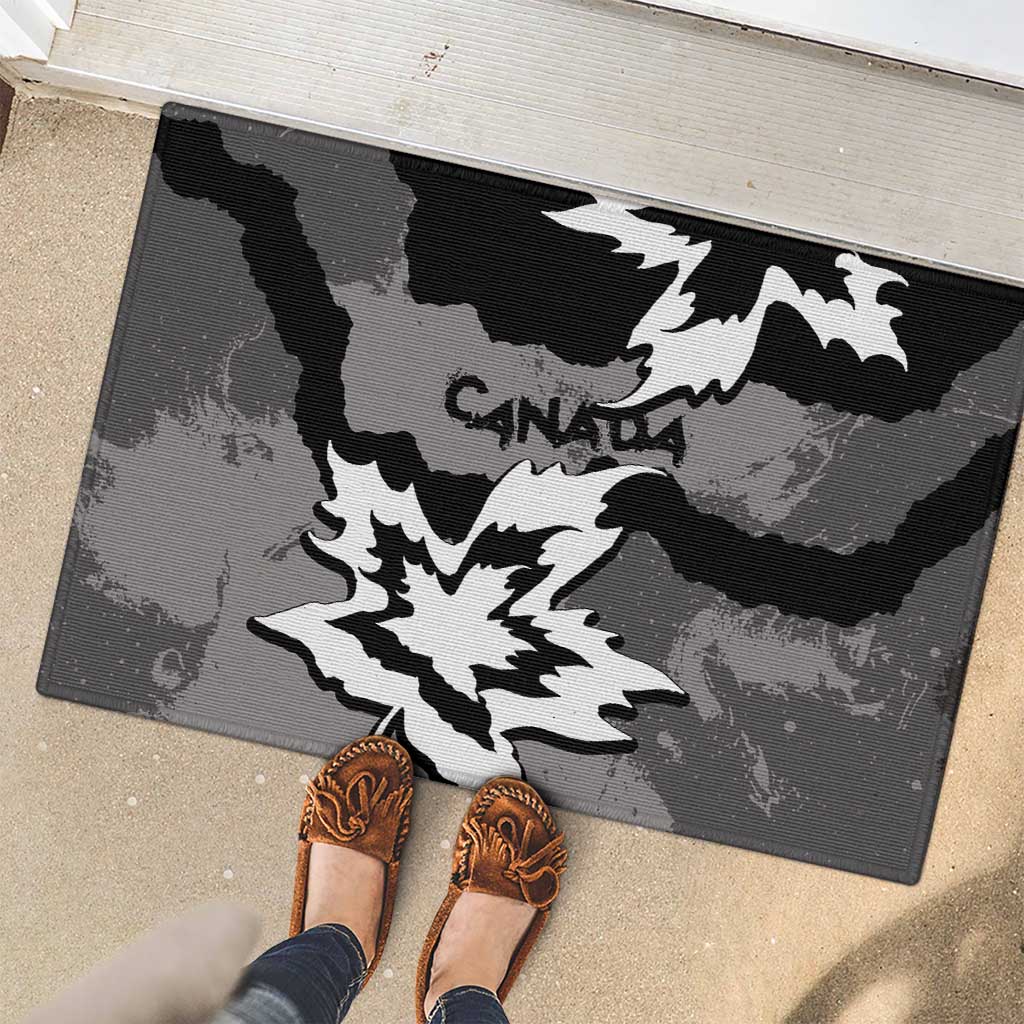 Canada Maple Leaf Rubber Doormat Unique Style Black Version - Wonder Print Shop