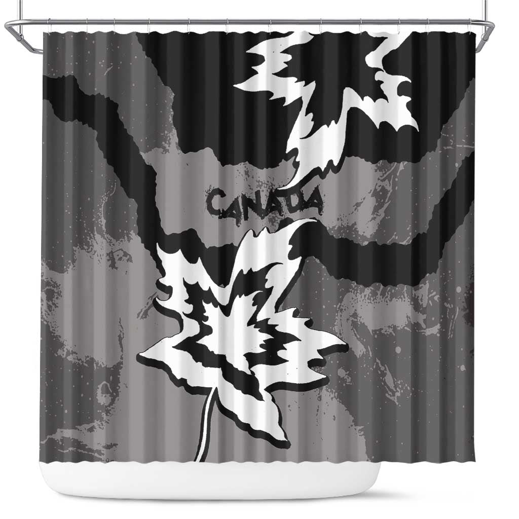 Canada Maple Leaf Shower Curtain Unique Style Black Version - Wonder Print Shop