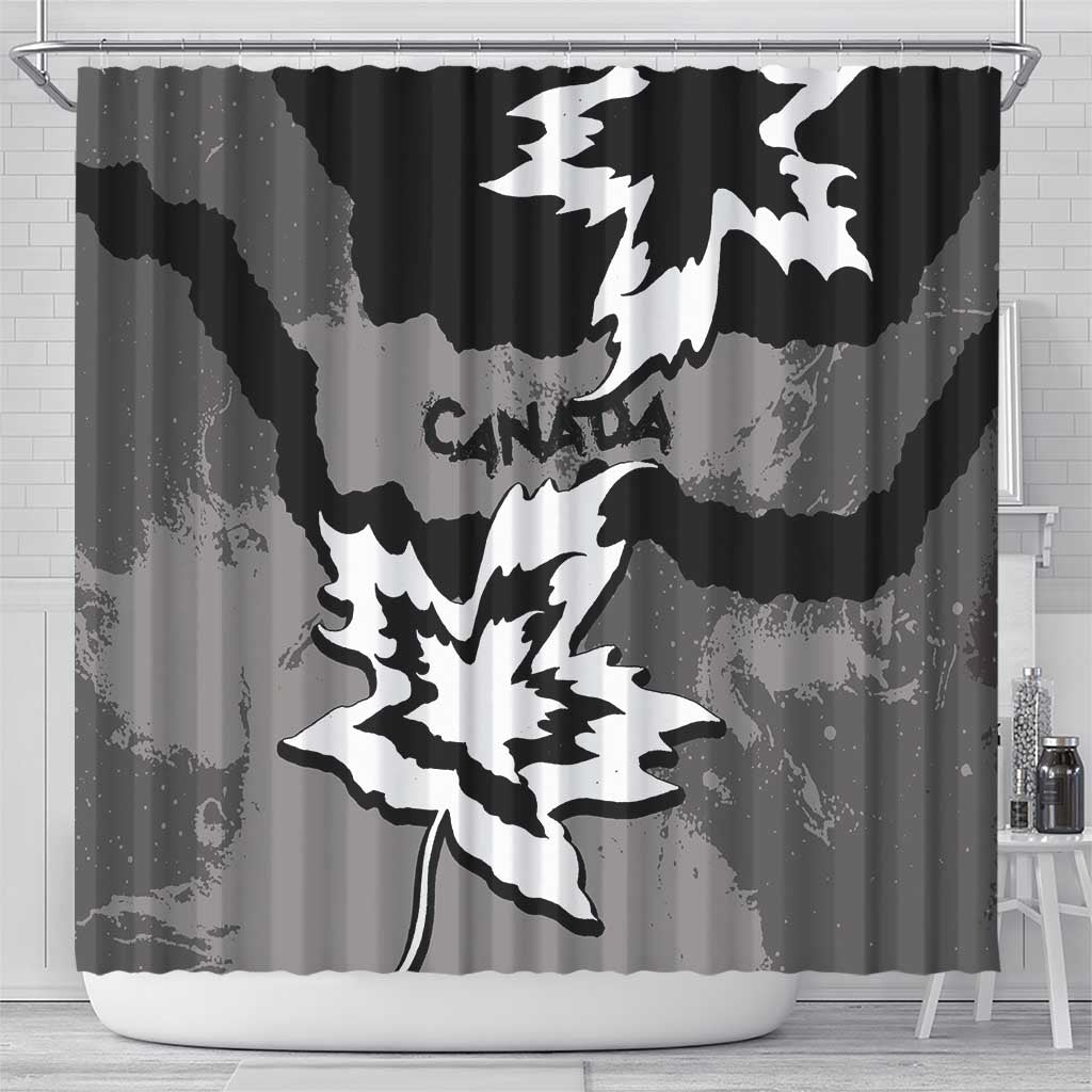 Canada Maple Leaf Shower Curtain Unique Style Black Version - Wonder Print Shop