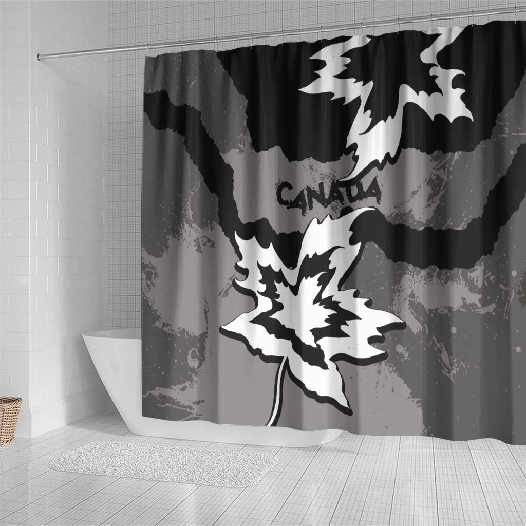 Canada Maple Leaf Shower Curtain Unique Style Black Version - Wonder Print Shop