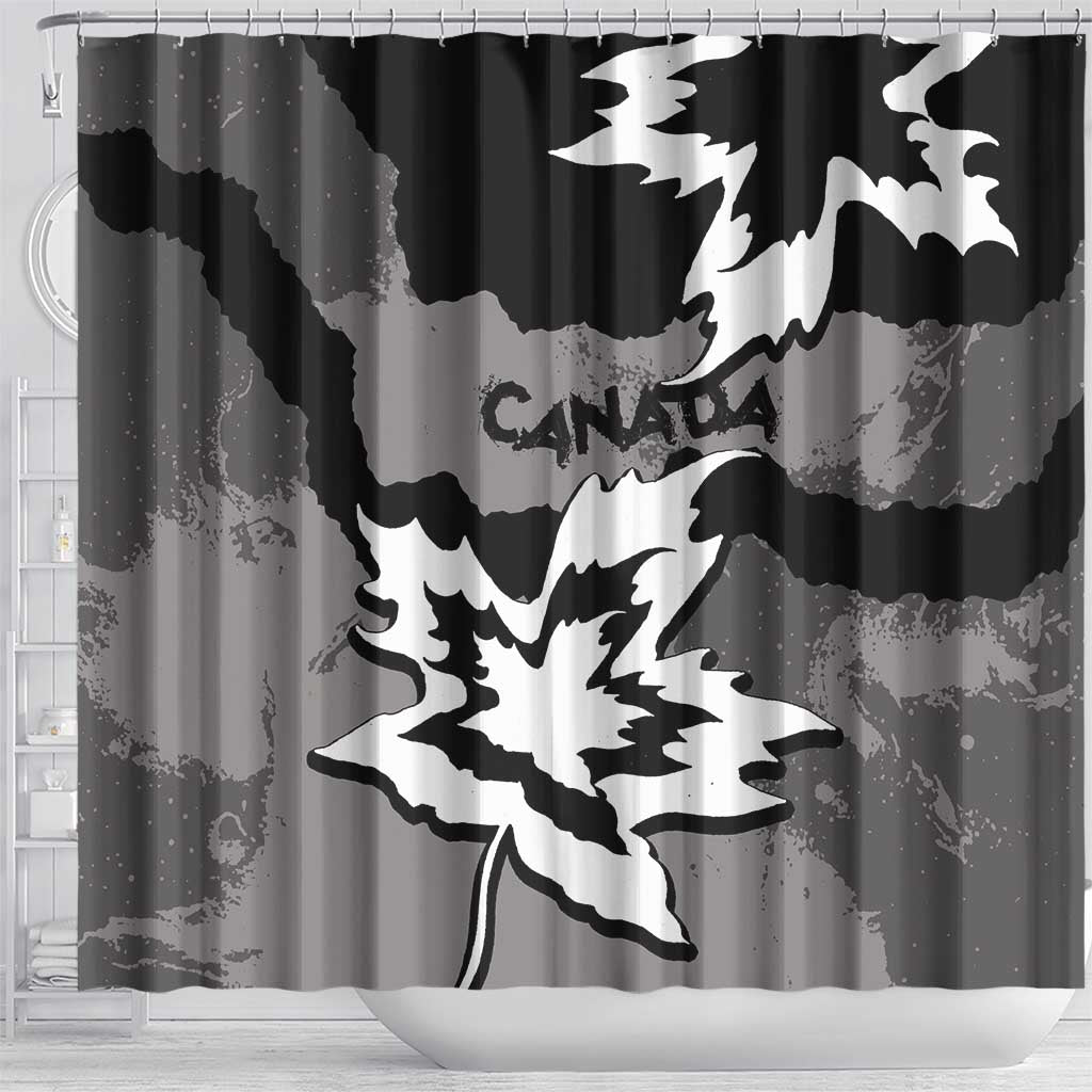 Canada Maple Leaf Shower Curtain Unique Style Black Version - Wonder Print Shop