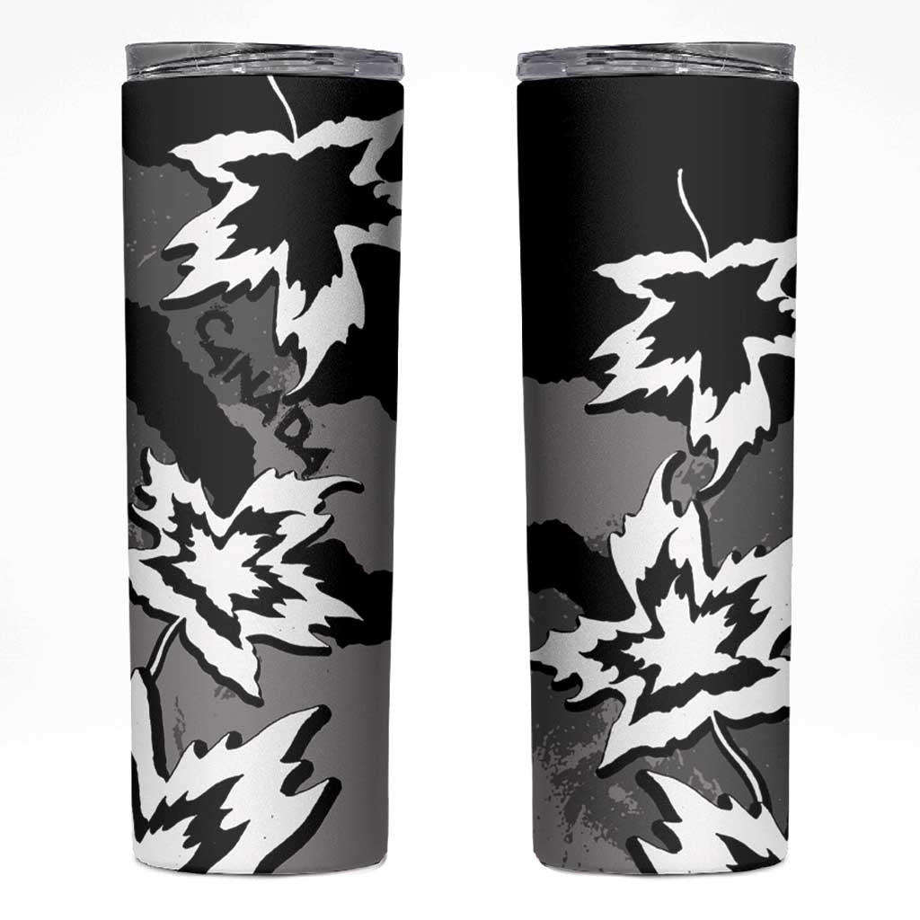 Canada Maple Leaf Skinny Tumbler Unique Style Black Version - Wonder Print Shop