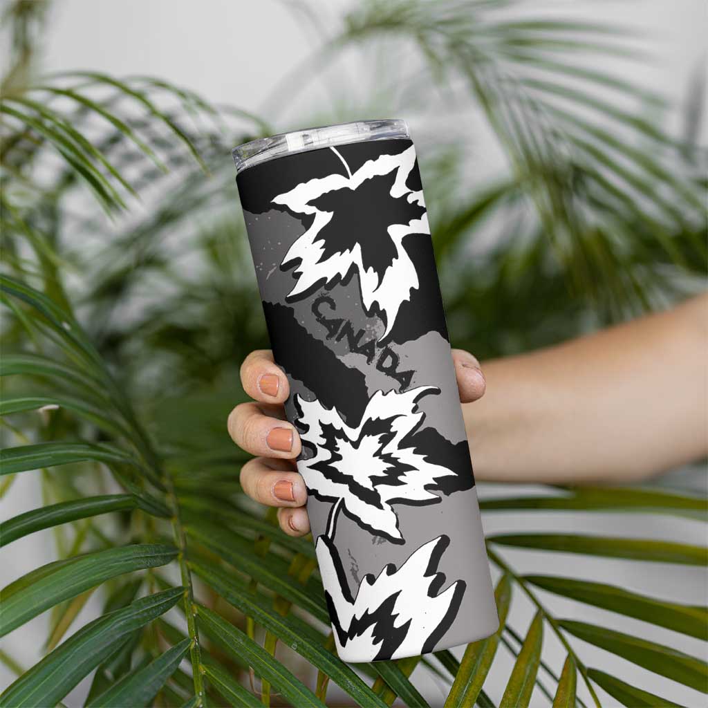 Canada Maple Leaf Skinny Tumbler Unique Style Black Version - Wonder Print Shop