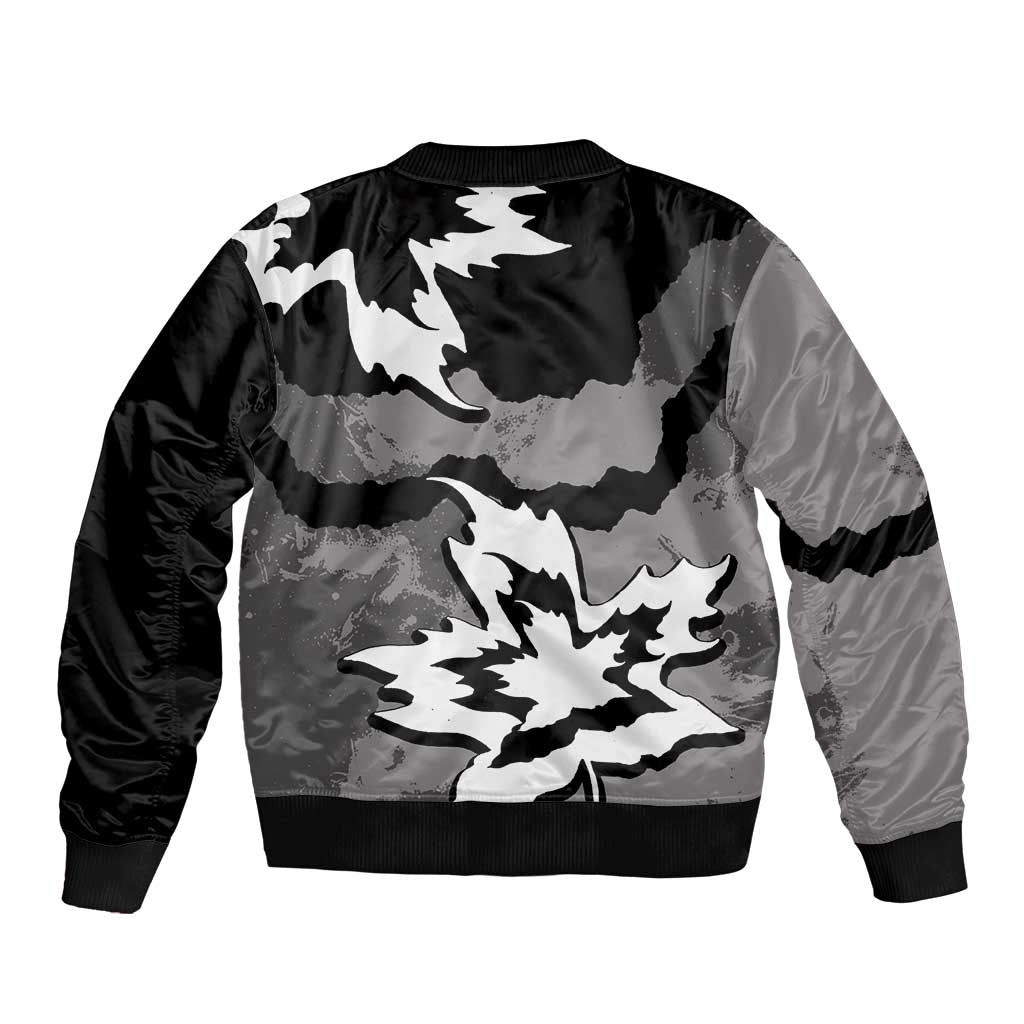 Canada Maple Leaf Sleeve Zip Bomber Jacket Unique Style Black Version - Wonder Print Shop