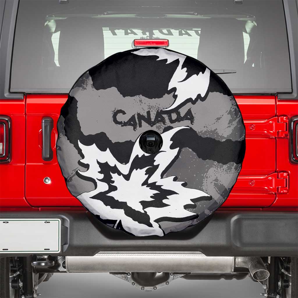 Canada Maple Leaf Spare Tire Cover Unique Style Black Version - Wonder Print Shop