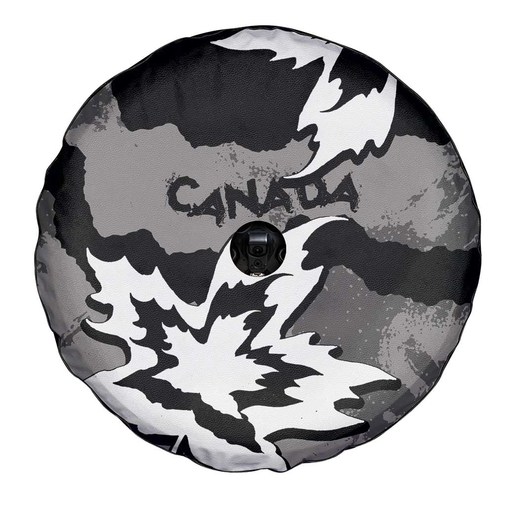 Canada Maple Leaf Spare Tire Cover Unique Style Black Version - Wonder Print Shop