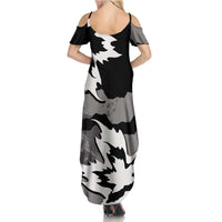 Canada Maple Leaf Summer Maxi Dress Unique Style Black Version - Wonder Print Shop