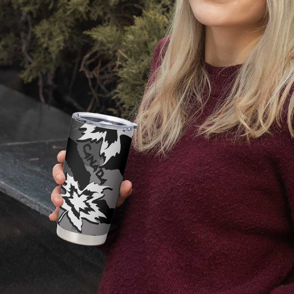 Canada Maple Leaf Tumbler Cup Unique Style Black Version - Wonder Print Shop