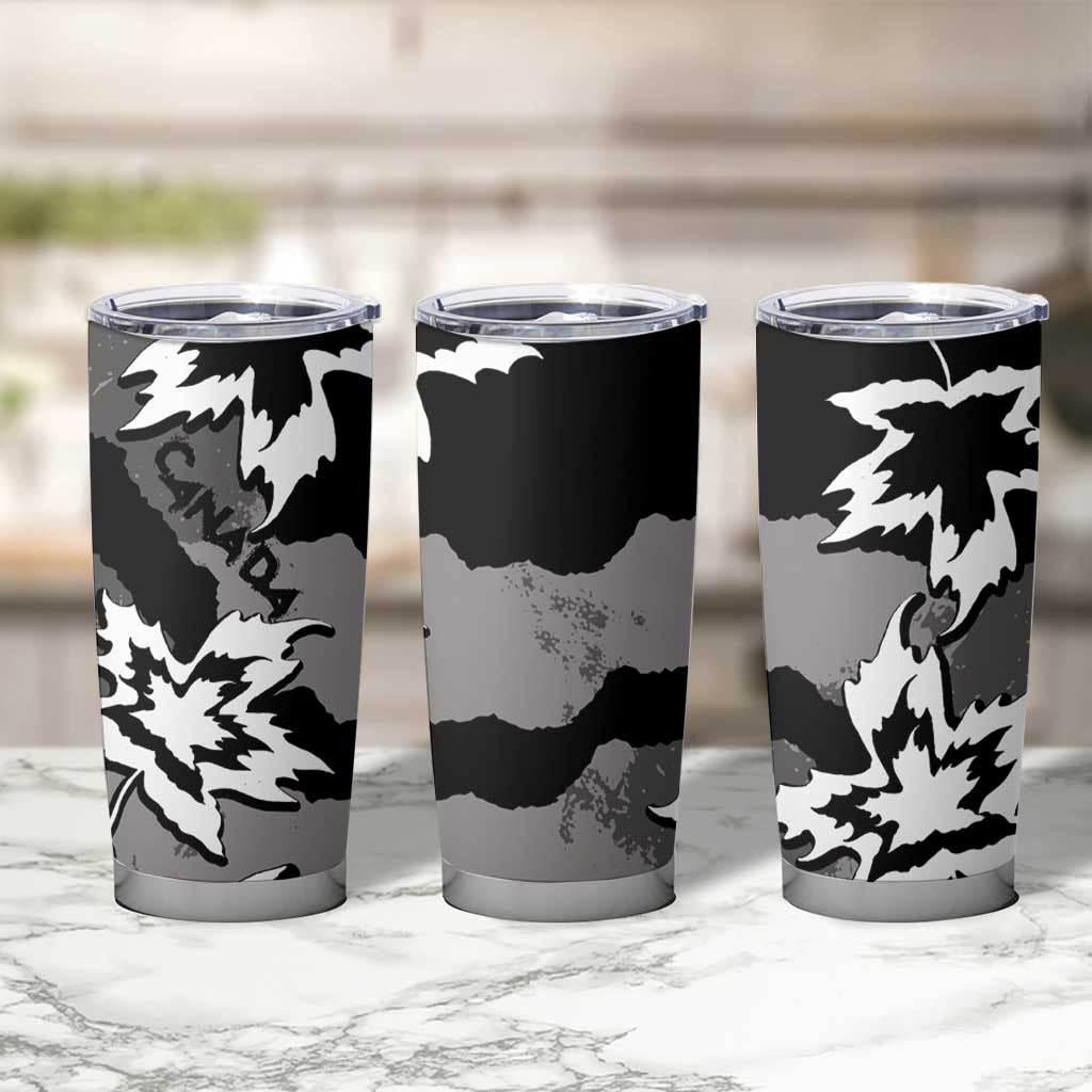 Canada Maple Leaf Tumbler Cup Unique Style Black Version - Wonder Print Shop
