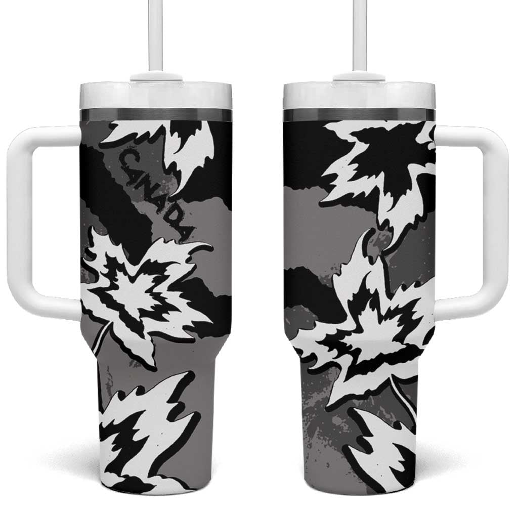 Canada Maple Leaf Tumbler With Handle Unique Style Black Version - Wonder Print Shop