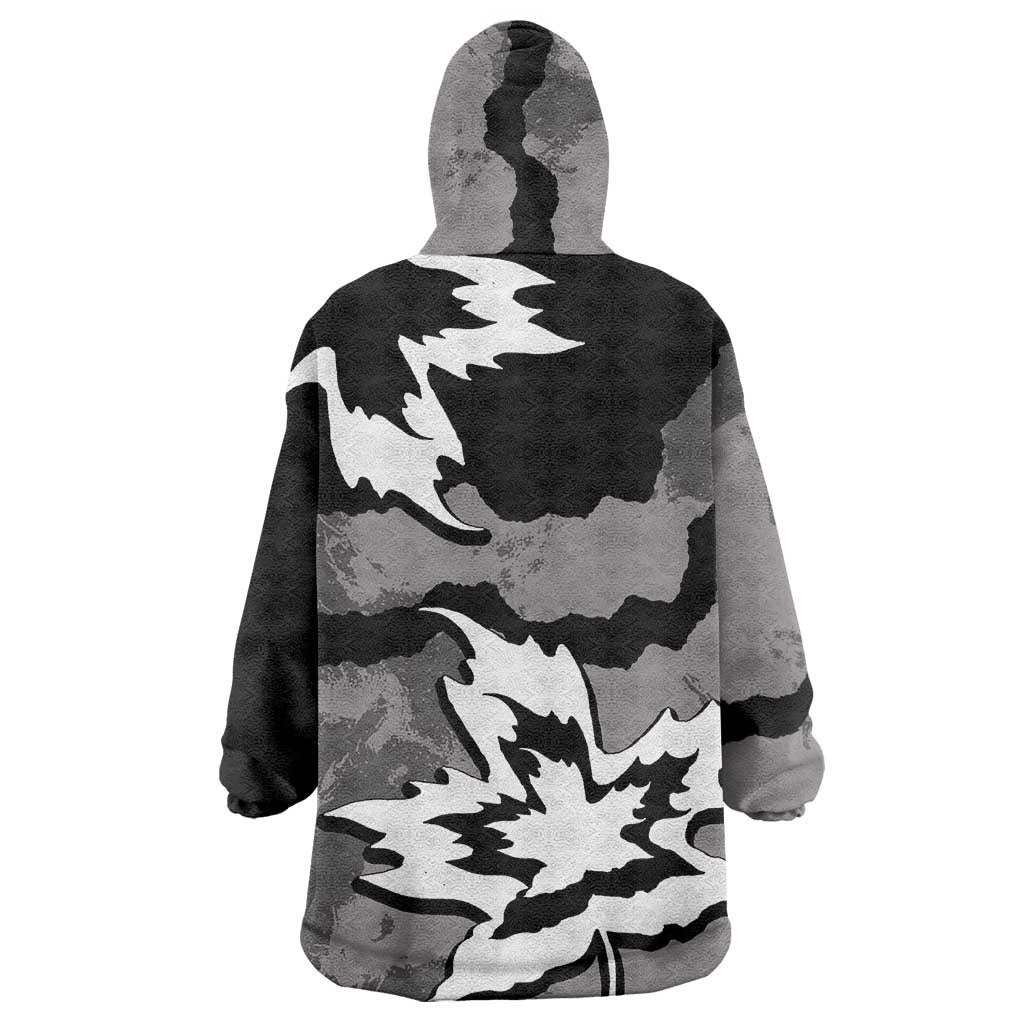 Canada Maple Leaf Wearable Blanket Hoodie Unique Style Black Version - Wonder Print Shop