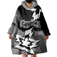 Canada Maple Leaf Wearable Blanket Hoodie Unique Style Black Version - Wonder Print Shop