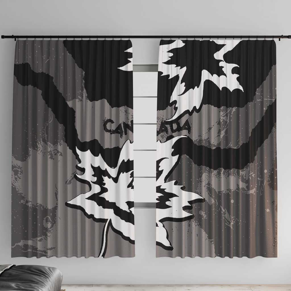 Canada Maple Leaf Window Curtain Unique Style Black Version - Wonder Print Shop