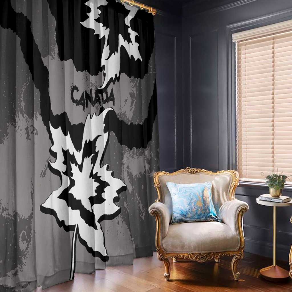 Canada Maple Leaf Window Curtain Unique Style Black Version - Wonder Print Shop