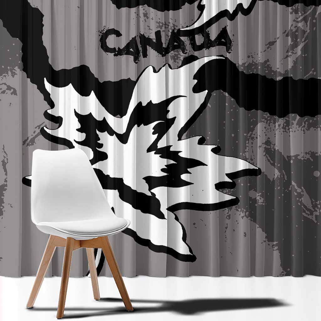 Canada Maple Leaf Window Curtain Unique Style Black Version - Wonder Print Shop