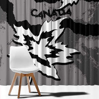 Canada Maple Leaf Window Curtain Unique Style Black Version - Wonder Print Shop