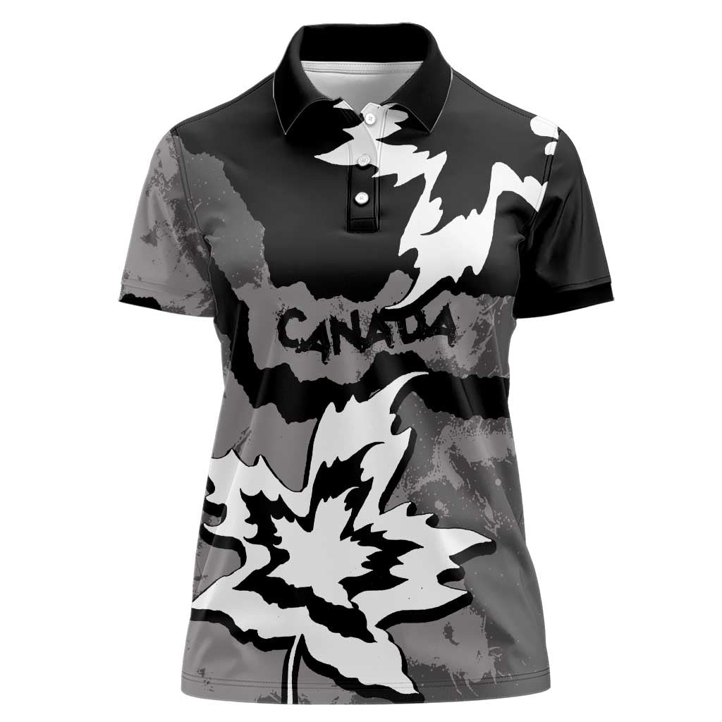 Canada Maple Leaf Women Polo Shirt Unique Style Black Version - Wonder Print Shop