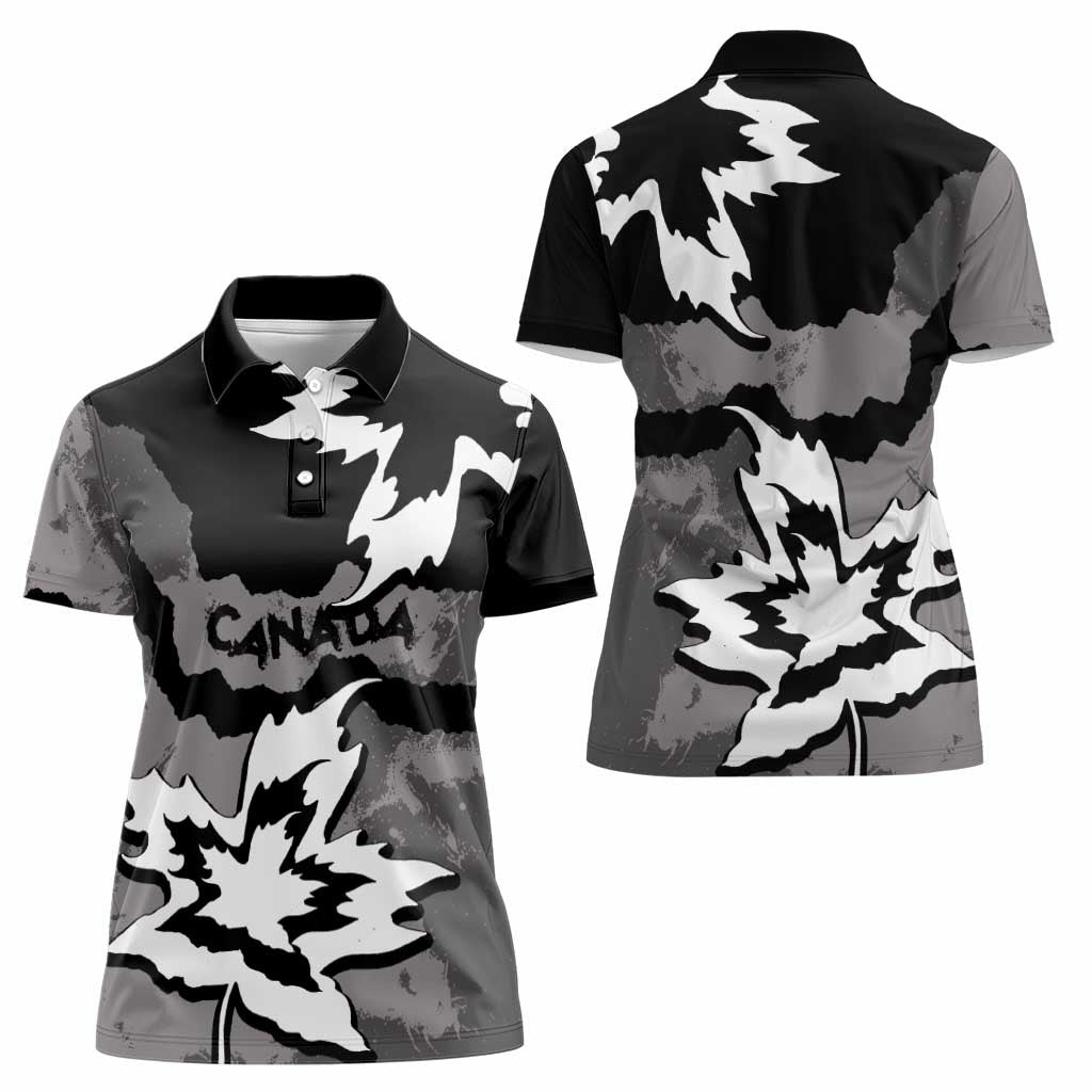 Canada Maple Leaf Women Polo Shirt Unique Style Black Version - Wonder Print Shop