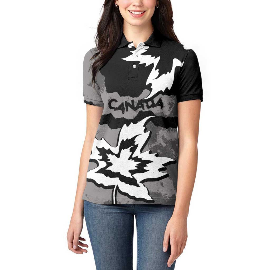 Canada Maple Leaf Women Polo Shirt Unique Style Black Version - Wonder Print Shop