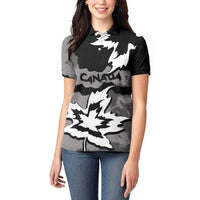 Canada Maple Leaf Women Polo Shirt Unique Style Black Version - Wonder Print Shop