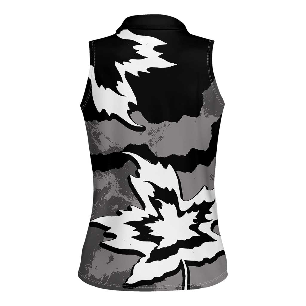 Canada Maple Leaf Women Sleeveless Polo Shirt Unique Style Black Version - Wonder Print Shop