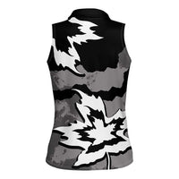 Canada Maple Leaf Women Sleeveless Polo Shirt Unique Style Black Version - Wonder Print Shop