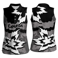 Canada Maple Leaf Women Sleeveless Polo Shirt Unique Style Black Version - Wonder Print Shop