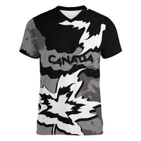 Canada Maple Leaf Women V-Neck T-Shirt Unique Style Black Version - Wonder Print Shop