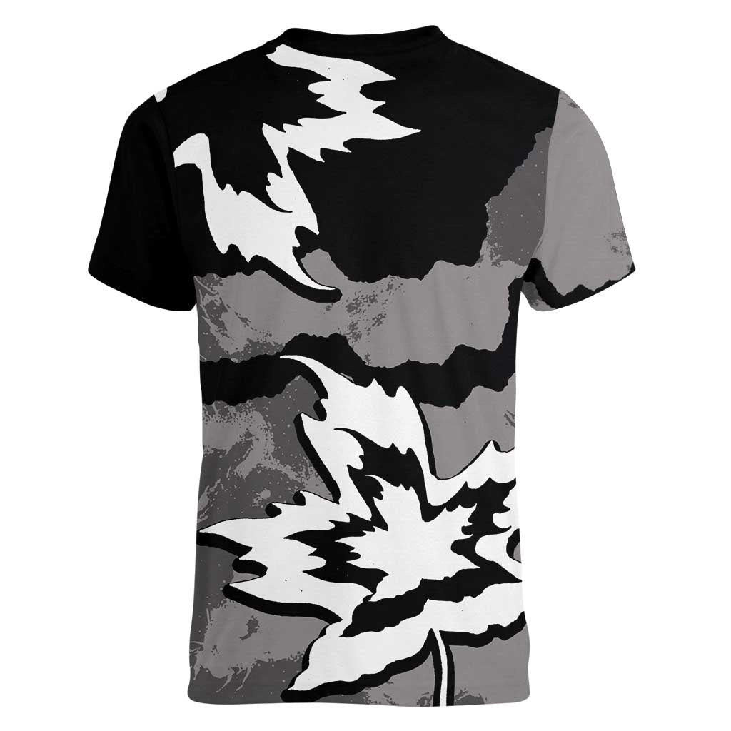 Canada Maple Leaf Women V-Neck T-Shirt Unique Style Black Version - Wonder Print Shop