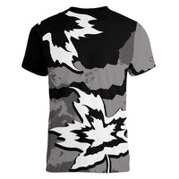 Canada Maple Leaf Women V-Neck T-Shirt Unique Style Black Version - Wonder Print Shop