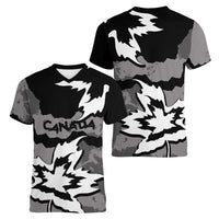 Canada Maple Leaf Women V-Neck T-Shirt Unique Style Black Version - Wonder Print Shop