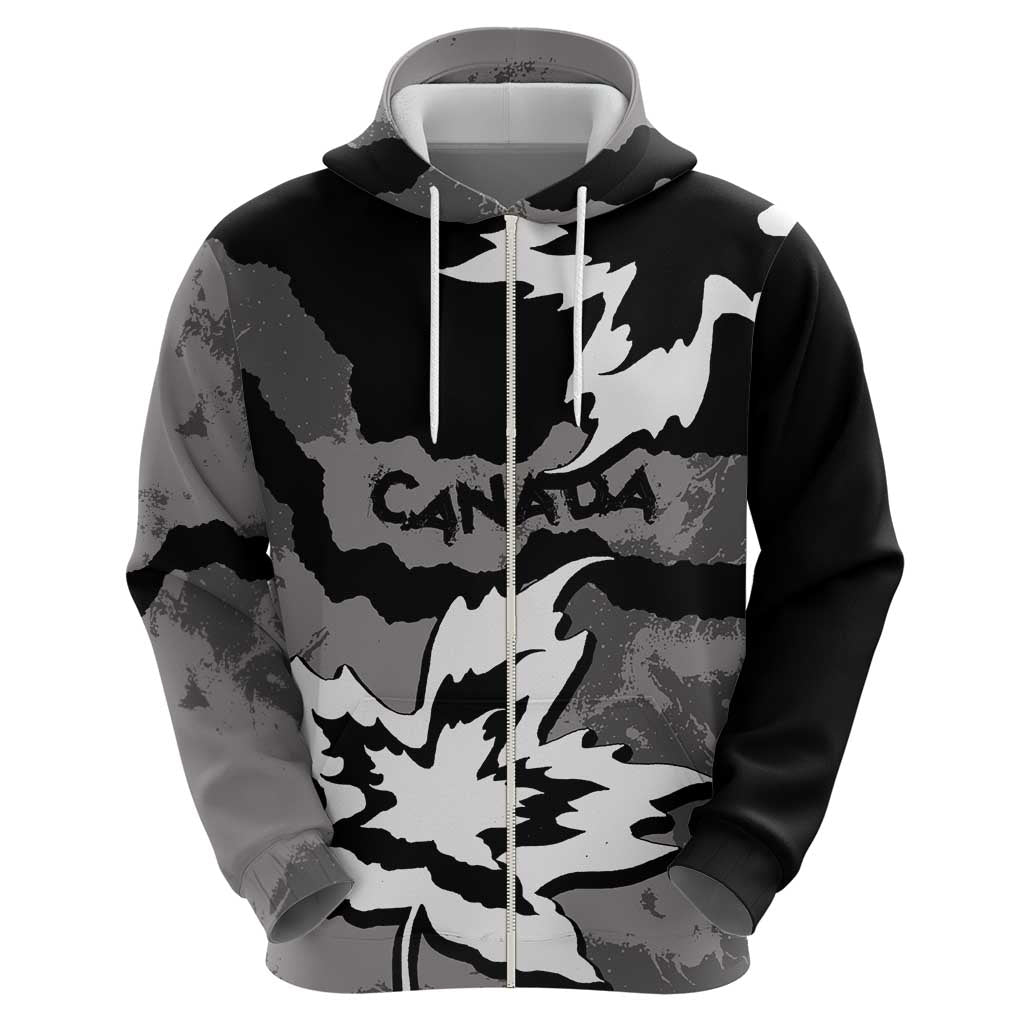 Canada Maple Leaf Zip Hoodie Unique Style Black Version - Wonder Print Shop