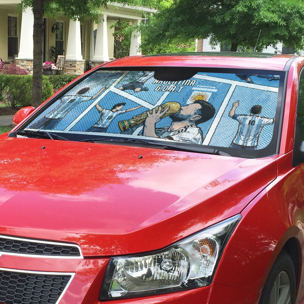 Argentina Football Auto Sun Shade Goat Comic Style Sun Of May