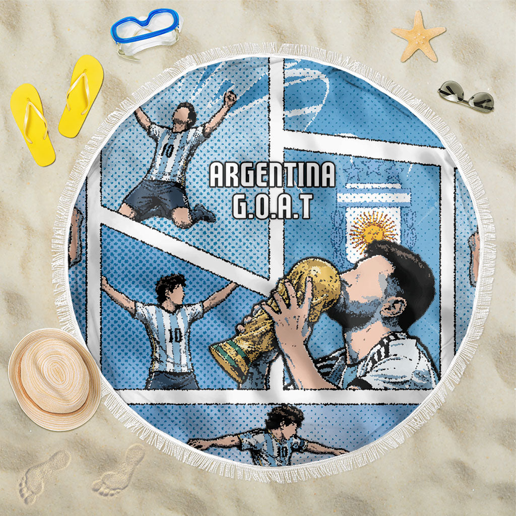 Argentina Football Beach Blanket Goat Comic Style Sun Of May