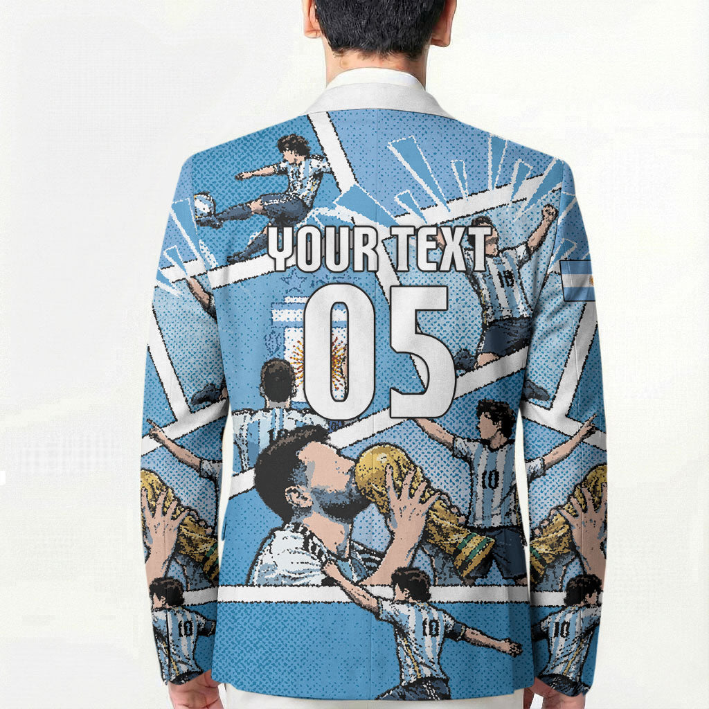 Custom Argentina Football Blazer Goat Comic Style Sun Of May