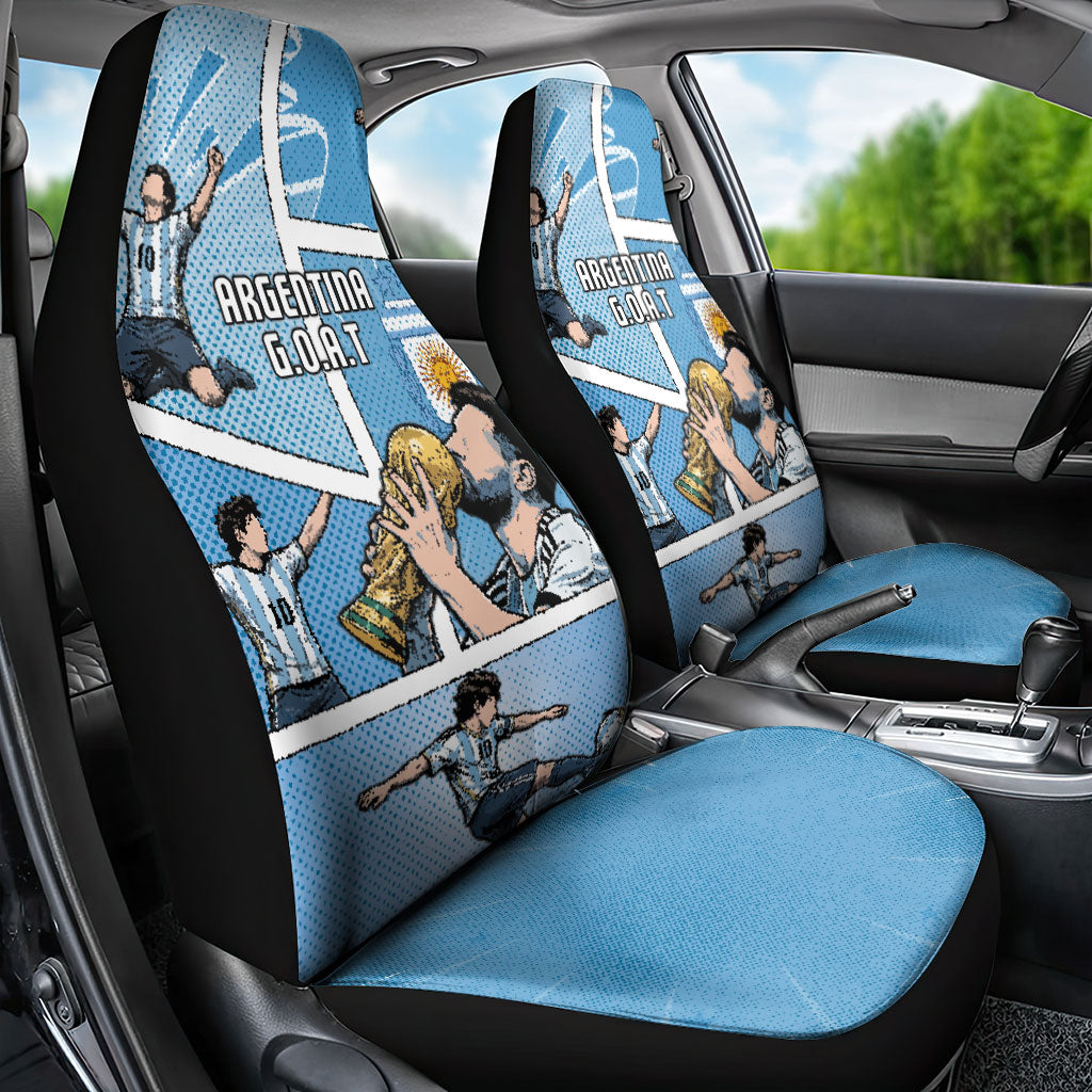 Argentina Football Car Seat Cover Goat Comic Style Sun Of May