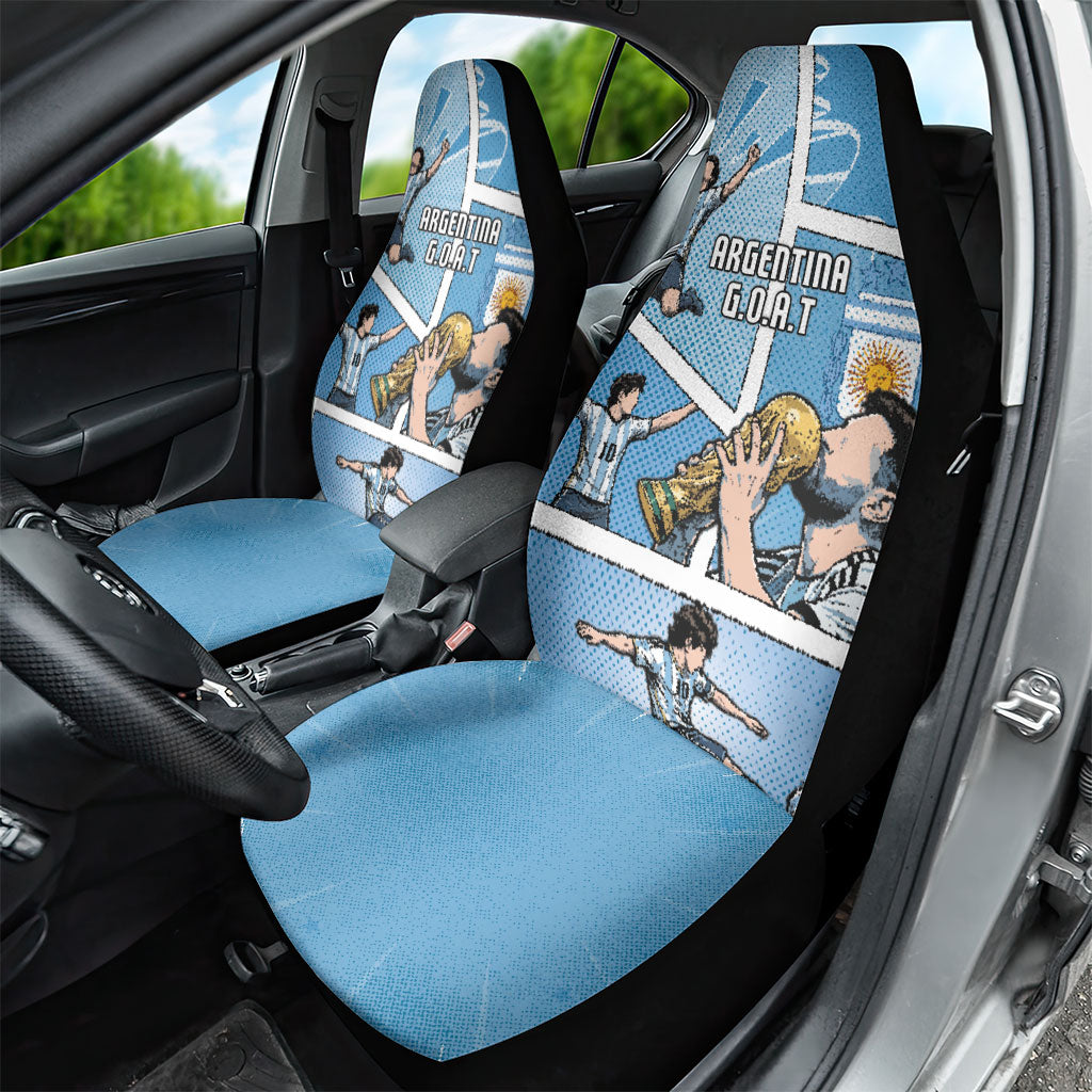 Argentina Football Car Seat Cover Goat Comic Style Sun Of May