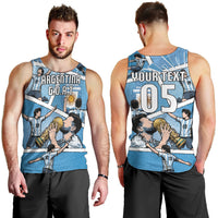 Custom Argentina Football Men Tank Top Goat Comic Style Sun Of May