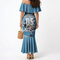 Custom Argentina Football Mermaid Dress Goat Comic Style Sun Of May