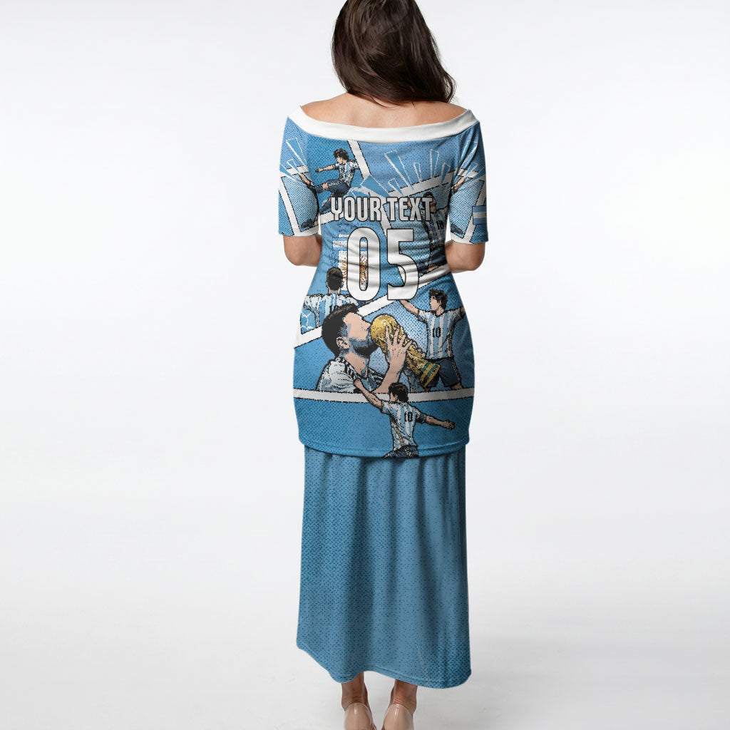 Custom Argentina Football Puletasi Goat Comic Style Sun Of May
