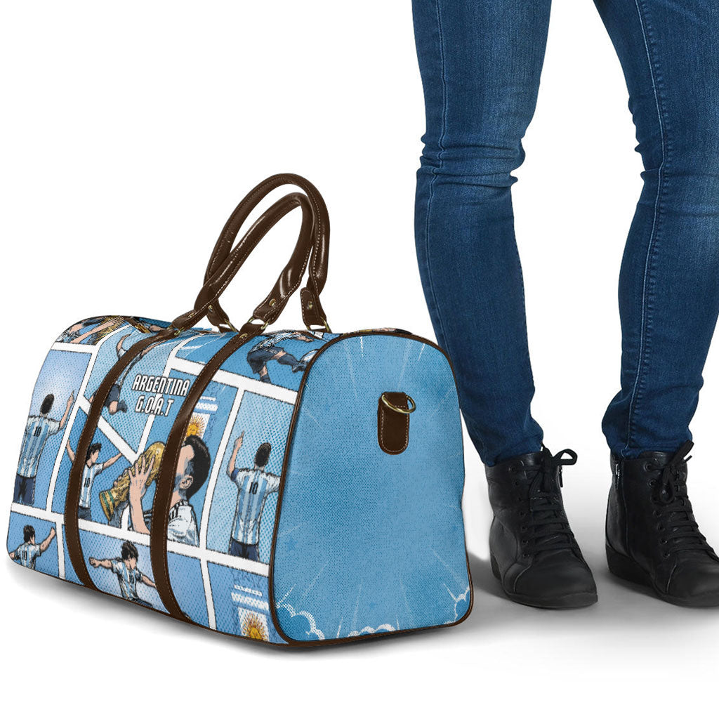 Argentina Football Travel Bag Goat Comic Style Sun Of May