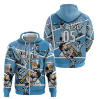 Custom Argentina Football Zip Hoodie Goat Comic Style Sun Of May