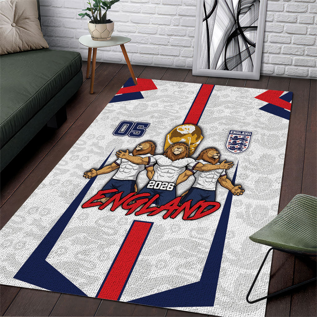 Custom England Football Area Rug Three Lions Trophy St George Cross