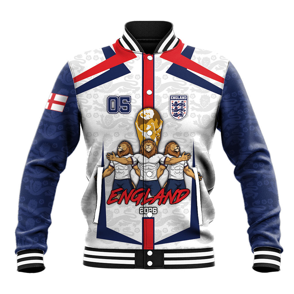 Custom England Football Baseball Jacket Three Lions Trophy St George Cross